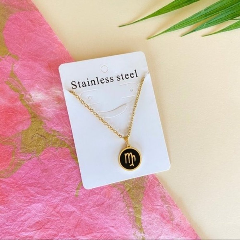 Virgo Zodiac Sign Charm Stainless Steel Necklace